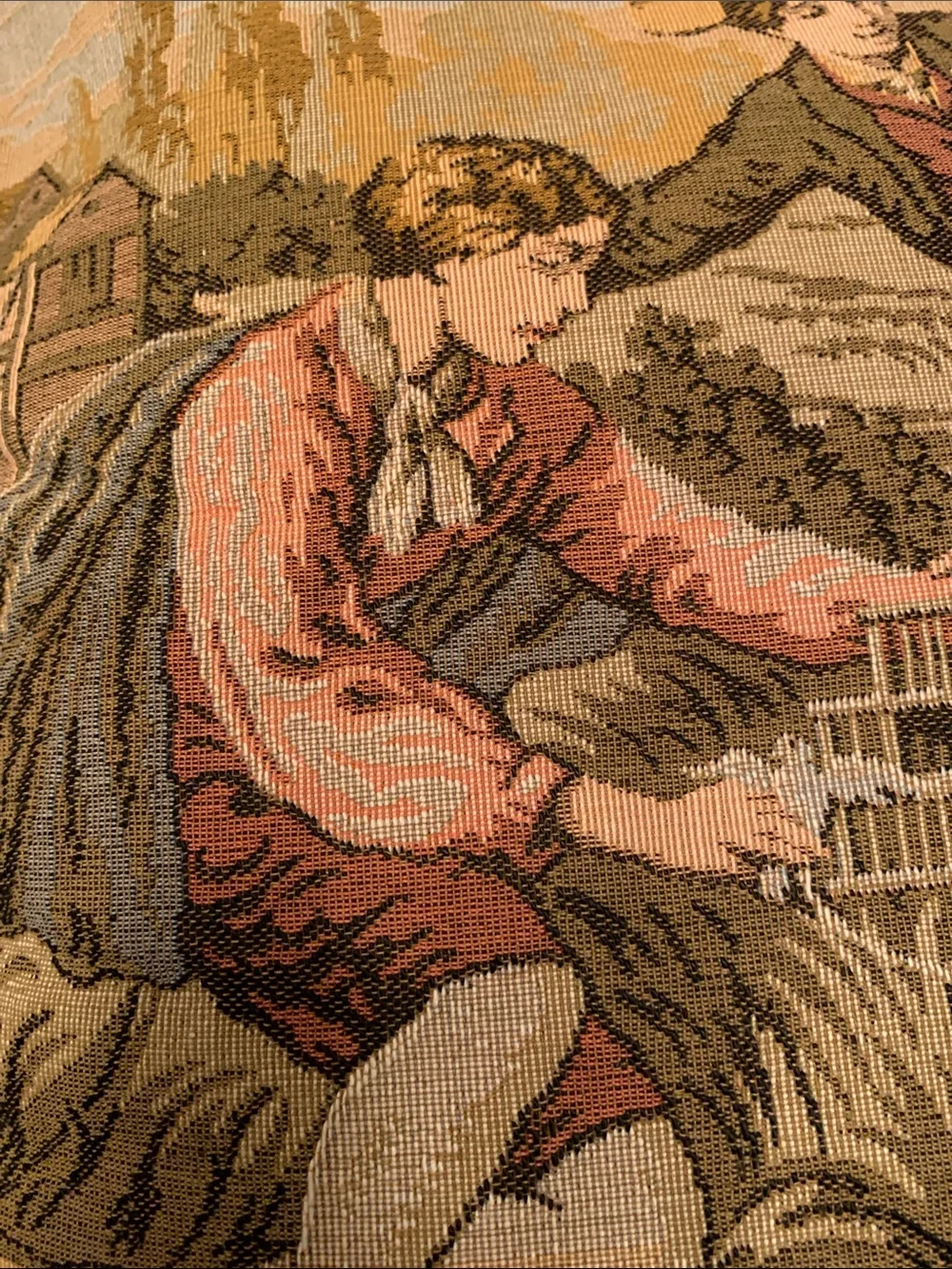 VTG French Pastoral Tapestry Velvet Backing Formal Old World Luxury  History